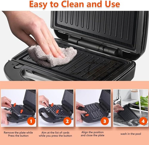 8 in 1 Electric Multifunctional Sandwich Maker,Panini Press,Mini Donut Machine,M - Picture 13 of 14