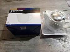 Service Ideas TPCV16WH Teapot, Ceramic, 16 oz, Oval, White