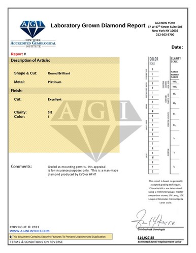 JUEGO NUPCIAL SOLITARIO CLÁSICO PLATINO CORTE REDONDO I/SI1 DIAMANTE LABORATORIO 1.82CT 6 PUNTAS - Imagen 4 de 4