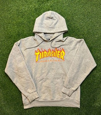 Thrasher Magazine Flame Logo Pullover Hoodie - Grey