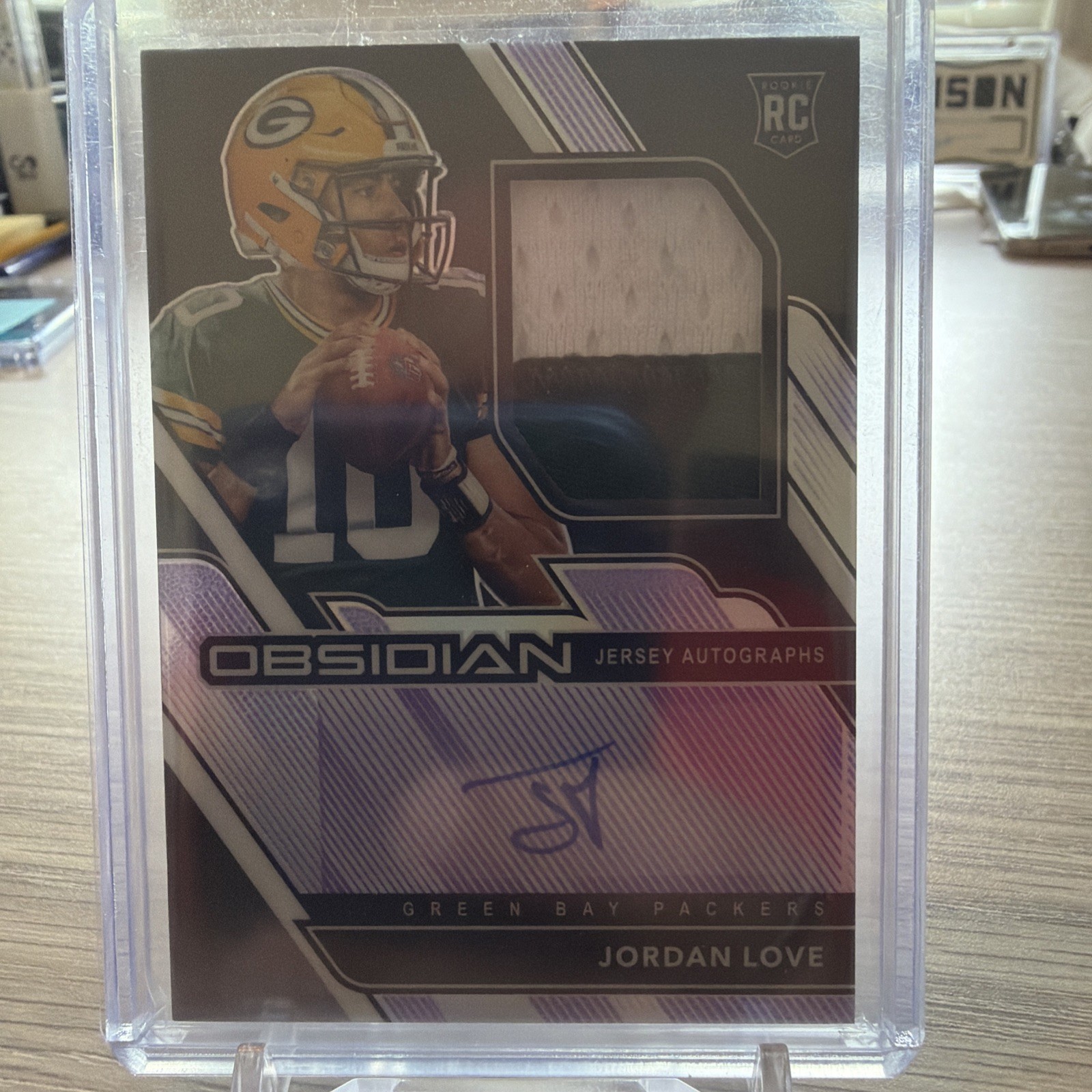 2020 Panini Obsidian - RPA #211 Jordan Love Purple /40 RC Auto 2 Color Patch