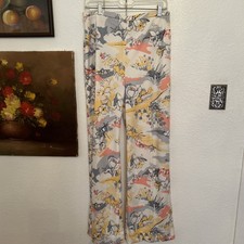 Vintage NWT Dalton Wide Leg Floral Polyester Pants Vtg Sz 14