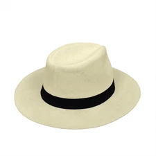 2PK Summer Beach Sun Hats Panama Hat Straw Fedora Wide Brim 6 3/4 to 7 1/8 S/M