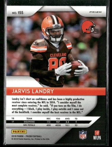 Jarvis Landry 2018 Panini Prizm Neon Green Pulsar #155 Cleveland Browns - Picture 2 of 2