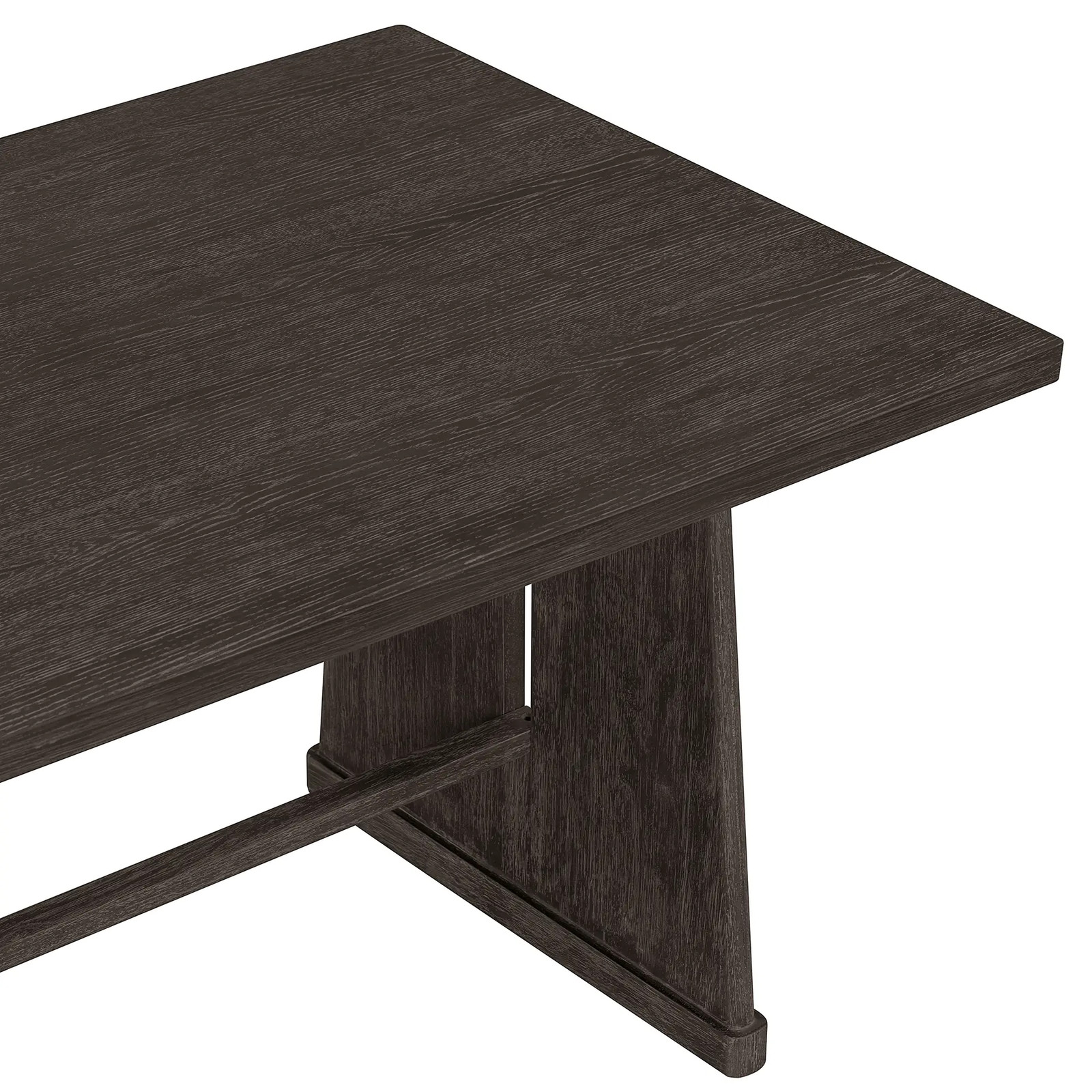 TREXM 6-Piece Rustic Farmhouse Dining Table Set with Wire Brushed Design, Rectangular Dining Table with Trapezoid Legs, 4 Upholstered Linen Chairs & 1 Padded Bench for Dining Room & Kitchen (Espresso)