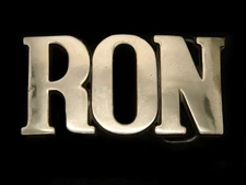 TC07132 VINTAGE 1970s CUT-OUT NAME **RON** SOLID BRASS BARON BELT BUCKLE