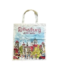 Rothenburg ob der Tauber Tote Bag Colorful Art Drawing Lightweight Cotton Travel