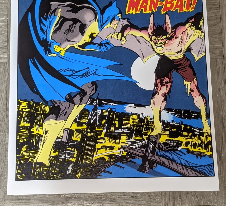Impresión/póster de Batman Man-Bat 17" x 11" firmado por Neal Adams Detective Comics #400 Foto 4 de 4