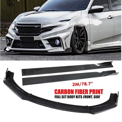 Front Bumper Lip Spoiler Splitter Carbon Fiber For Honda Civic SI Sedan 2010-23