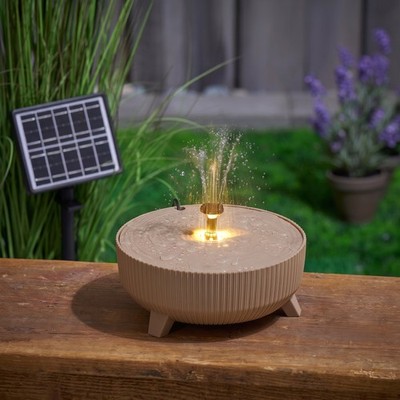 Solar Springbrunnen Solarbrunnen mit LED Beleuchtung für den Außenbereich