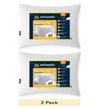 (2 Pack) Sertapedic Won't Go Flat Bed Pillow, Standard/Queen