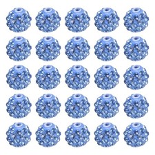 50Pcs 10mm Rhinestone Clay Beads Crystal Disco Bead for DIY Light Blue