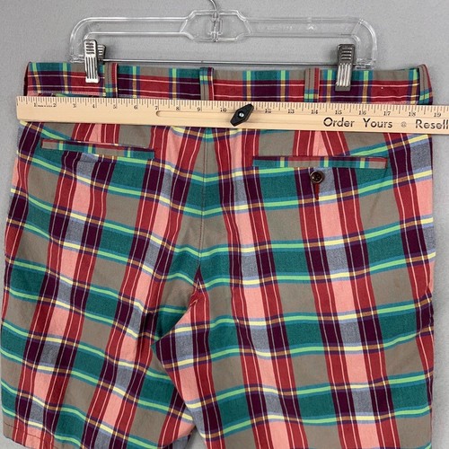 J Crew Shorts Herren 36 rot grün indisch Madras kariert adrett Sommer Strand Küste - Bild 10 von 14