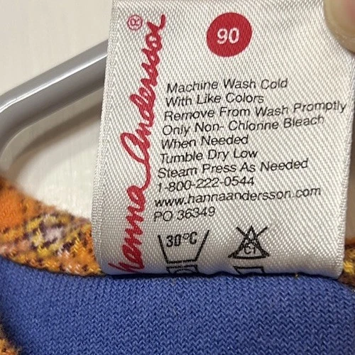 Vestido Vintage Hanna Andersson 90 3T Polar Cuadros Niño Pequeño Azul Naranja Hecho en EE. UU. Foto 3 de 4