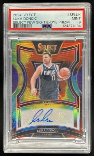 2024-25 Panini Select Luka Doncic Few Signatures Tie-Dye Prizm Auto #/25 PSA 9