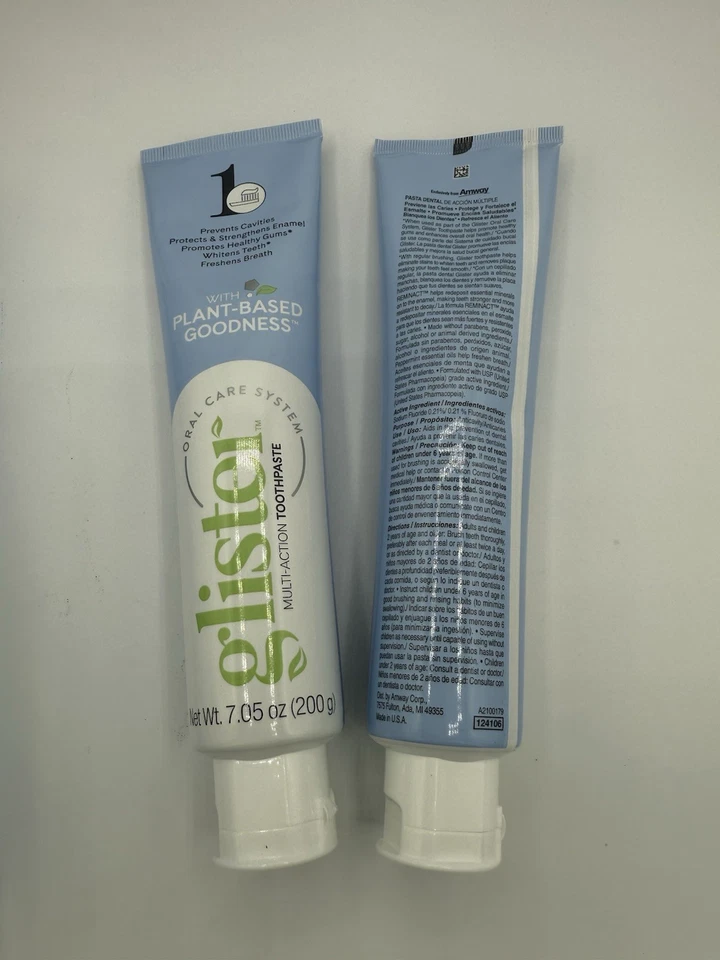 Paquete de 2 pasta de dientes con flúor multiacción Glister Amway 7,05 oz 200 g en caja Foto 4 de 4