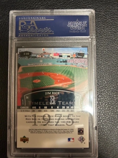 2004 Upper Deck Legends Timeless Teams #110, Jim Rice, Red Sox, PSA 10 Pop 1 - Image 2 of 2
