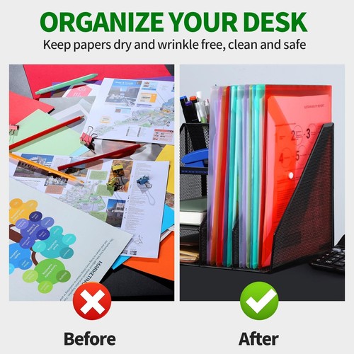 Plastic File Folders, 12 PCS A4 Size Envelopes With Snap Closure, Clear Docum... - Picture 5 of 7