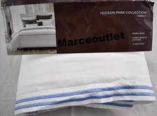 Hudson Park Italian Linens Cotton Percale FULL Bedskirt White /Chambray