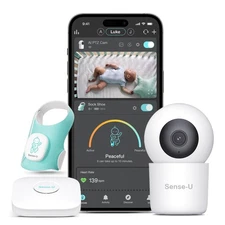 Sense-U Baby Sock Shoe Bundle Smart Baby Monitor: Sock Shoe Plus 2.5K PTZ Camera
