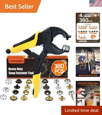 Versatile Snap Fastener Tool with Robust Construction & 100 Color Snaps Included