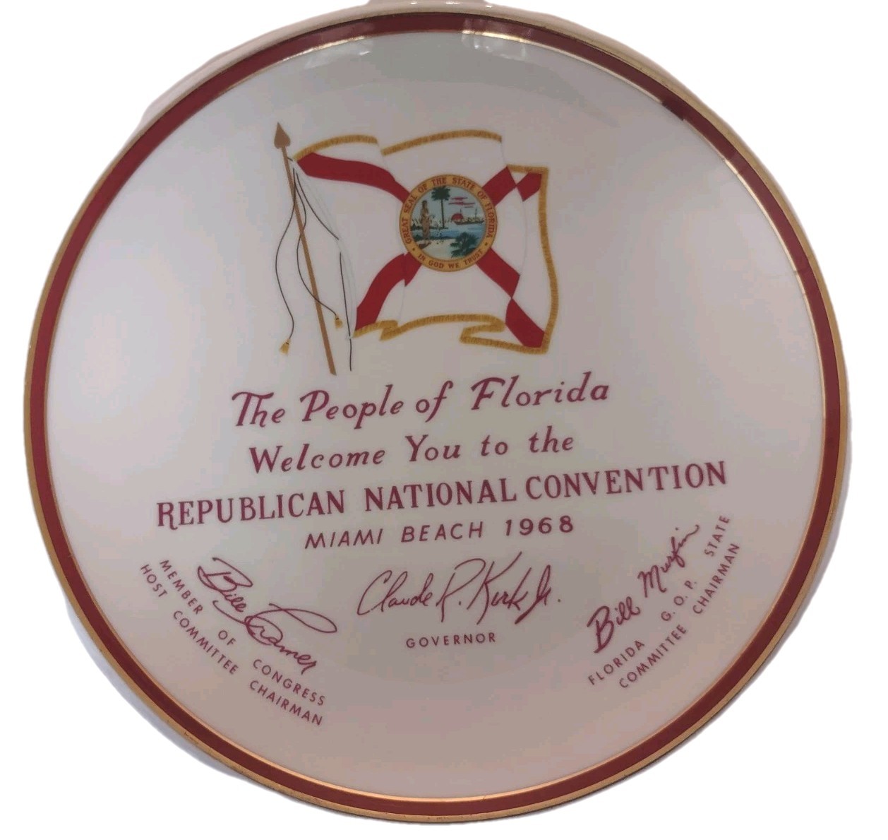Republican national convention souvenir plate miami beach florida 1968