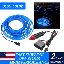 Blue LED Car Interior Decor Atmosphere Wire Strip Light Lamp Accessories 12V SET