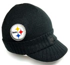 Pittsburgh Steelers NFL Reebok Black Visor Knit Billed Hat Cap Winter Beanie