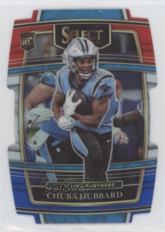 2021 Panini Select Concourse Red & Blue Prizm Die-Cut Chuba Hubbard Rookie RC