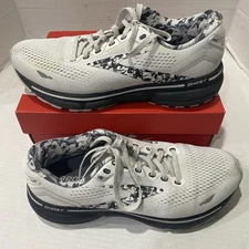 Brooks Women Ghost 15 White Gray Black Camo Running Shoes Size 10 Athletic Shoes