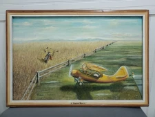 SHREDDED WHEAT Funny Panicked Airplane Pilot & Passenger Frame Painting On Board