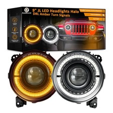 9 Inch LED Headlights Round Projector Z-Shaped 9'' led Headlight Hi/Lo Beam D...