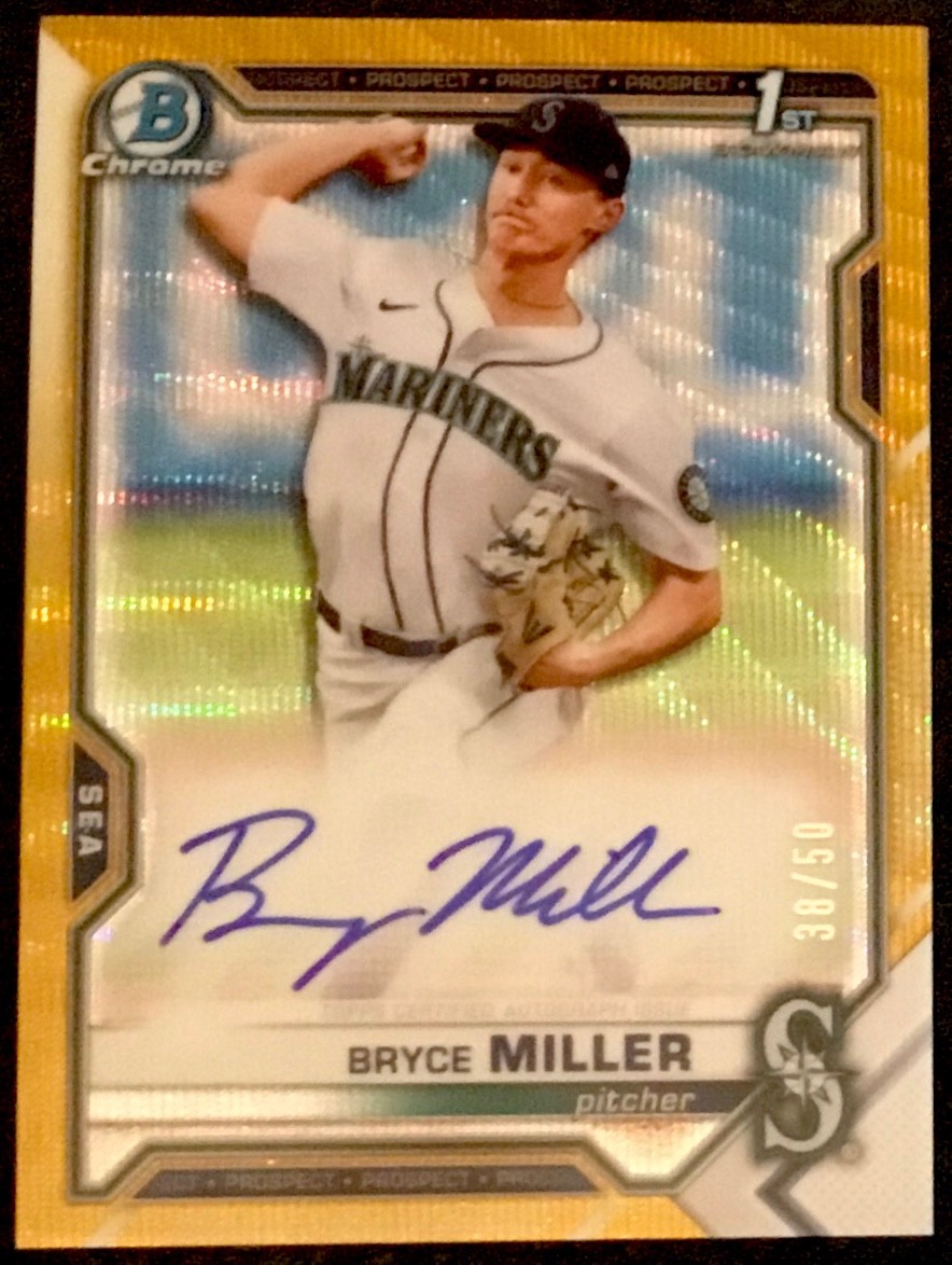 2021 Bowman Chrome Draft BRYCE MILLER 1st Gold Wave Refractor Autograph #38/50