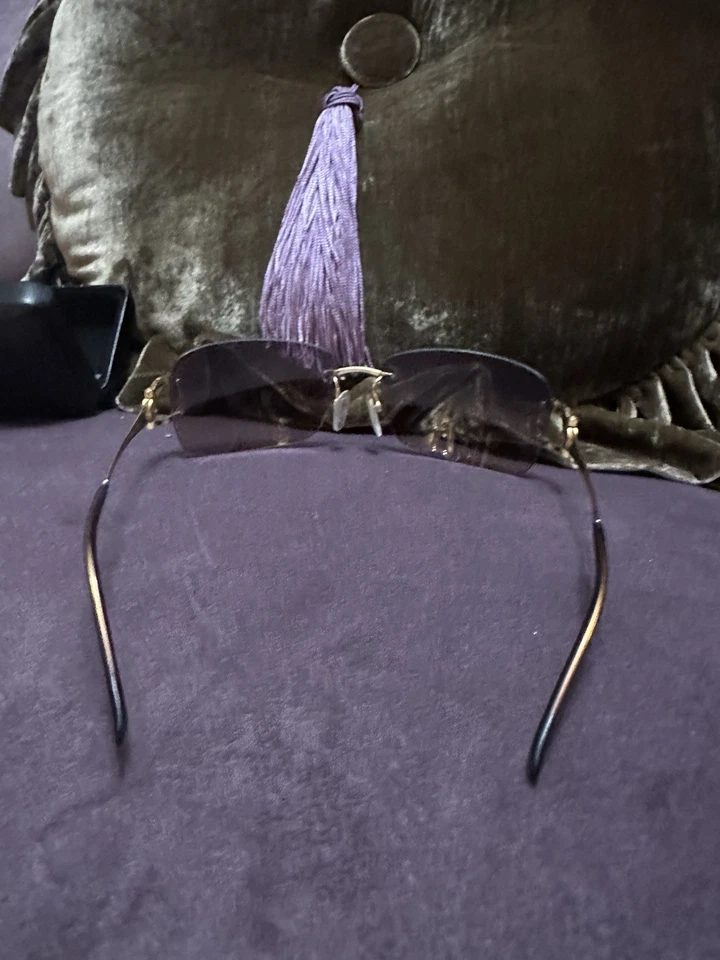 BVLGARI 复古太阳镜罕见椭圆形无框方形金色戒指黑色玛瑙 — 第 4/4 张图片