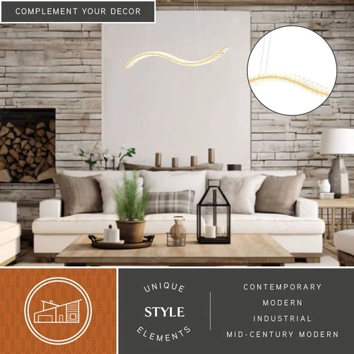 Vaxcel Lighting P0428 38"W LED Linear Chandelier - Gilded Brass - Picture 9 of 10