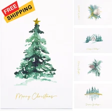 ZICOTO Beautiful Christmas Cards Set of 20 with 4x6 inches, watercolor 