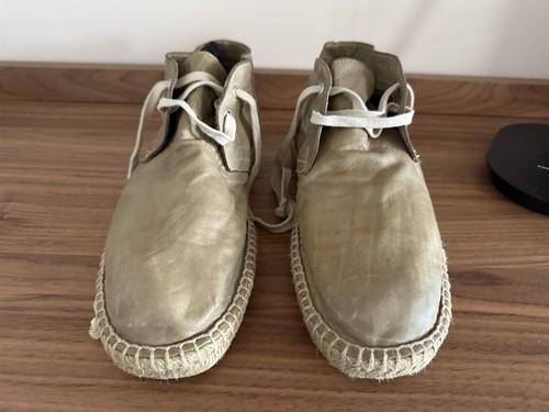 Silvano Sassetti Hombre Cuero Botines Caqui Suela Alpargata Hecho en Italia - Imagen 5 de 10