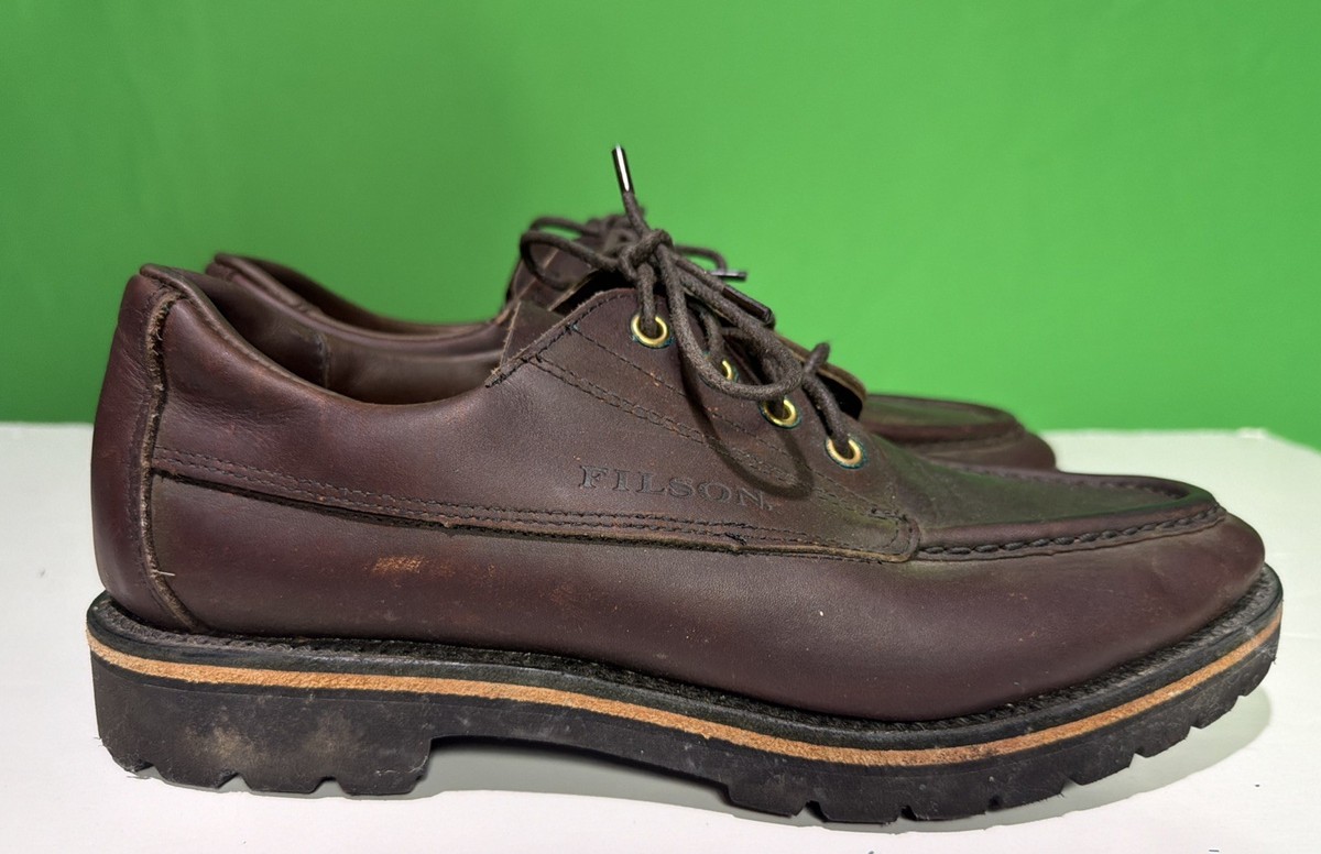 FILSON ダークブラウン Uplander Low Oxford Shoes FILSON Men's Uplander Low Brown Leather Oxford Shoe Cork Insole