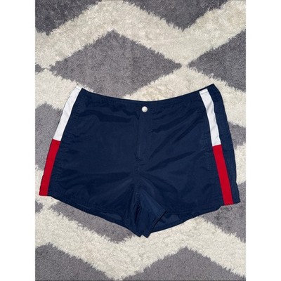 Tommy Hilfiger Swim Navy Shorts with Red & White Side Stripes size small