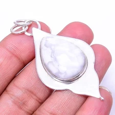 Natural White Howlite - United States 925 Sterling Silver Pendant 2.34" P8