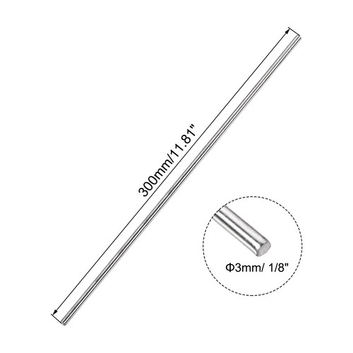 2pcs 304 Stainless Steel Solid Round Rod 3mm x 300mm for RC DIY Craft Tool - Picture 2 of 4