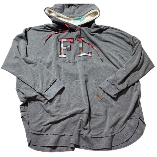 Maurice’s Super Soft Sweatshirt Gray Florida Plaid Print Hooded Size 3X - Picture 2 of 5