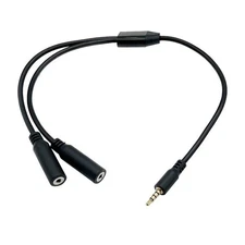 Audio Cable 2.5mm Male Dual Female Splitter TRRS Gold Plated 4Pole Mic Ext