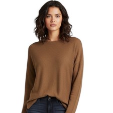 Michael Kors Womens Olive Brown Ribbed Knit Tunic Sweater Back Zip Size M