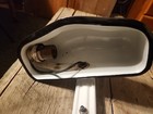 Vintage Porcelain Clamp On Stove Light  with switch, White And Black Porcelain — photo 3