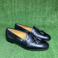 Johnston & Murphy Black Leather Tassel Loafers Dress Shoes - Men's SZ 9.5 Italy