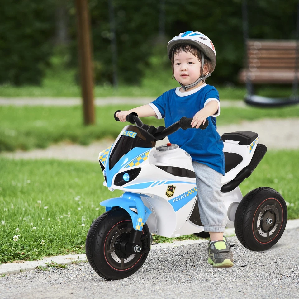 HOMCOM Kids Ride-On Police Bike 3-Wheel Vehicle w/ Music Lights 18-36 Mths - Image 2 of 4