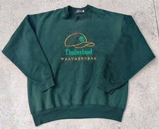 Vintage 90s Timberland Weathergear Crewneck Sweatshirt Embroidered XXL Green