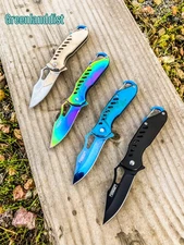 6.5" All Stainless Spring Assisted Knives Key Chain Clip Pocket Folding Gift