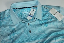 Tommy Bahama Polo Shirt Hibiscus Horizon Turquoise Blue ST226102 New Medium M